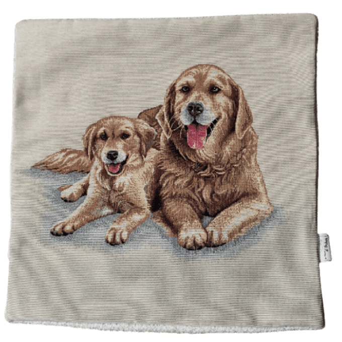 Housse de coussin Golden Maman et Chiot