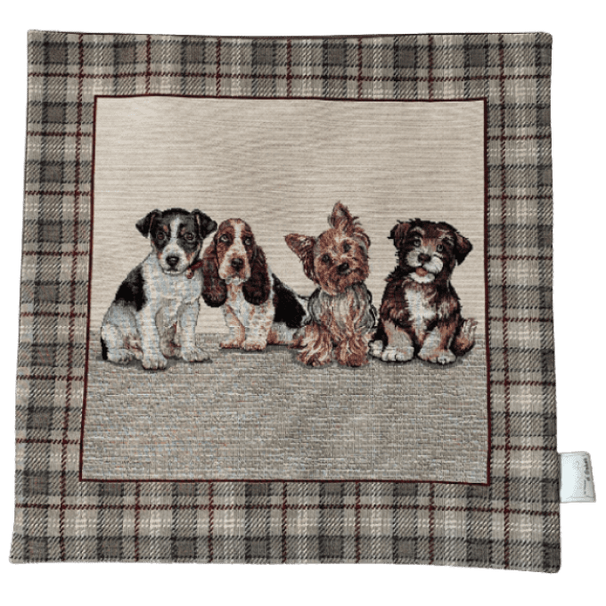 Housse de Coussin Bande de Chiens Ecossais
